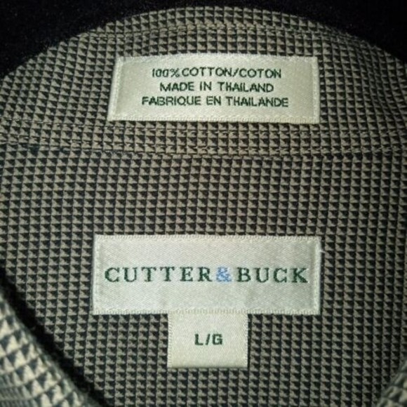 Cutter & Buck L Shirt Mens Large Brown Hounds Tooth Long Sleeve Button Down Top - Picture 3 of 7